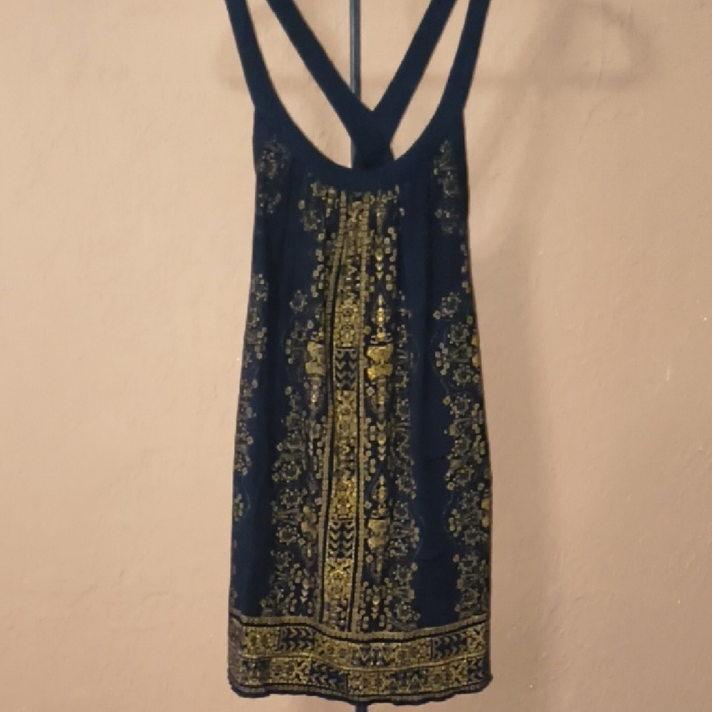 Ecote Black and Gold Tank Mini Dress Size XS